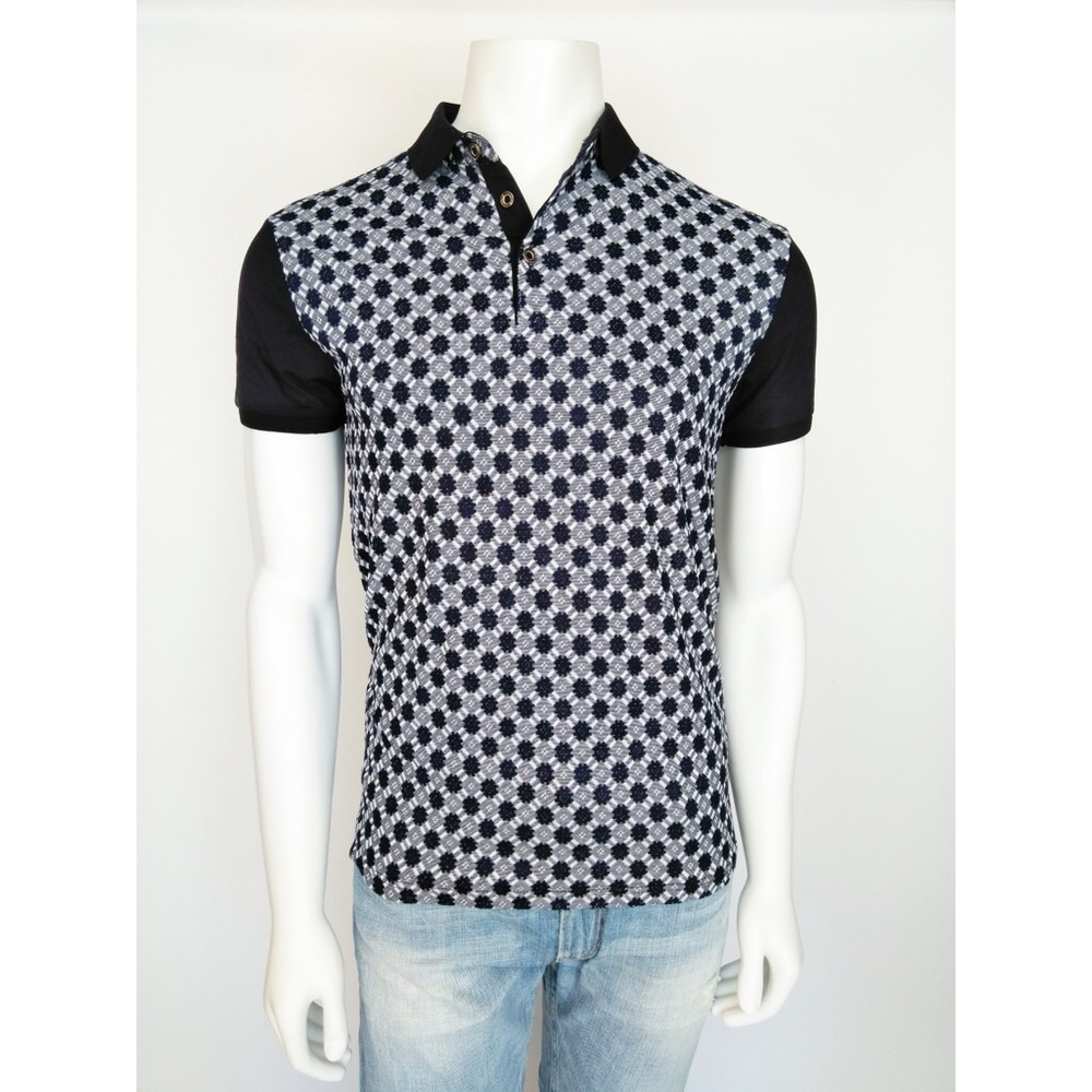 CHUXX Shirt Mens Size M Polo Navy Blue White Short Sleeve Cotton Blend NWT